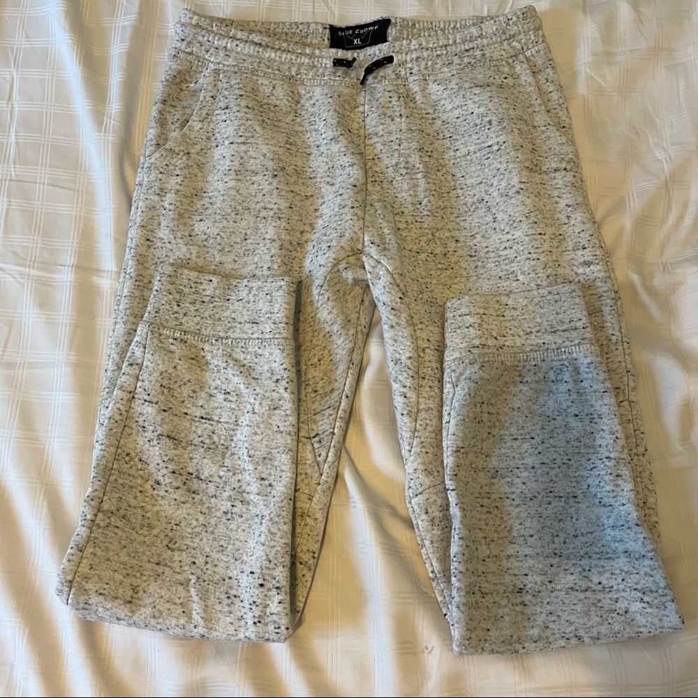 Blue Crown Sweatpants, Heathered Gray, Drawstring, Pockets